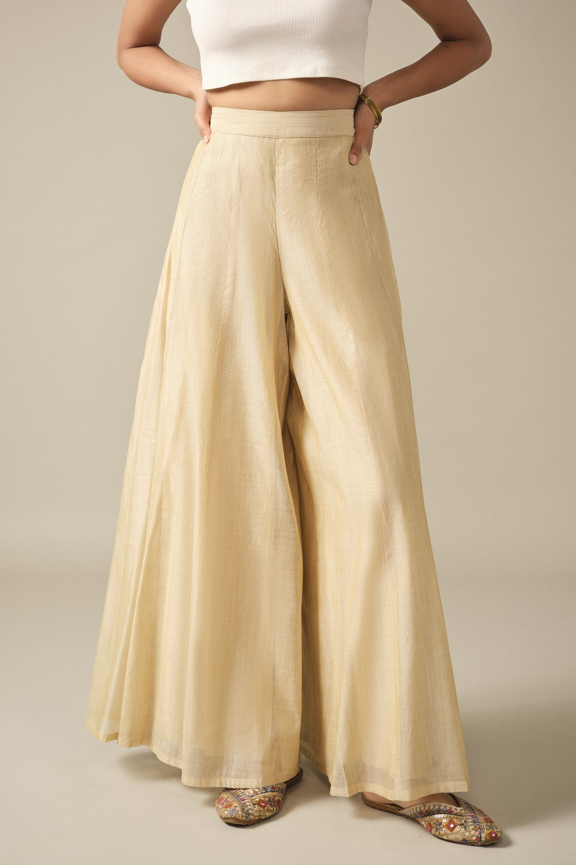 Panelled Sharara in Beige